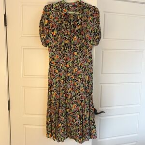 Bold Floral Midi Dress By Polo Ralph Lauren Size 8